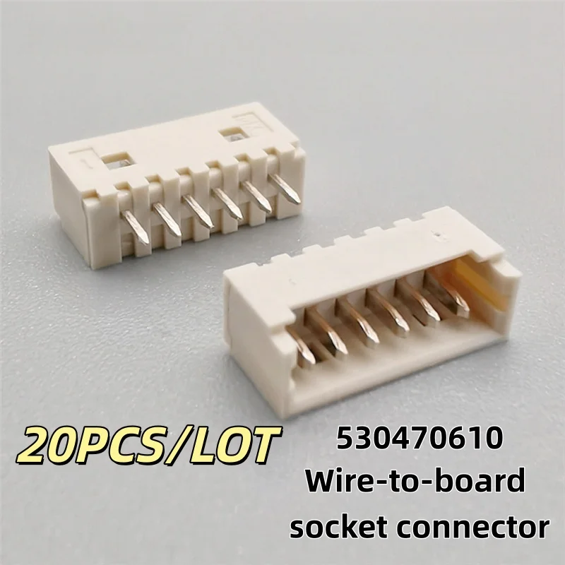 20PCS/LOT 530470610 53047-0610 0530470610 6PIN P=1.25mm Wire-to-board socket connector New and Original