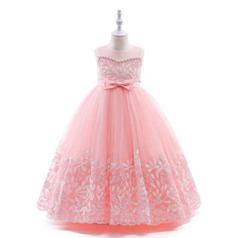 Flower Girl Dresses Long fairy tale princess fluffy skirt girl performance runway mesh embroidered Wedding Party Events 6-12Year