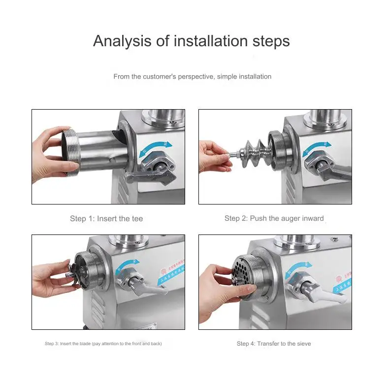 Powerful Meat Mincer Machine with Engine Motor Pump Bearing Core Components