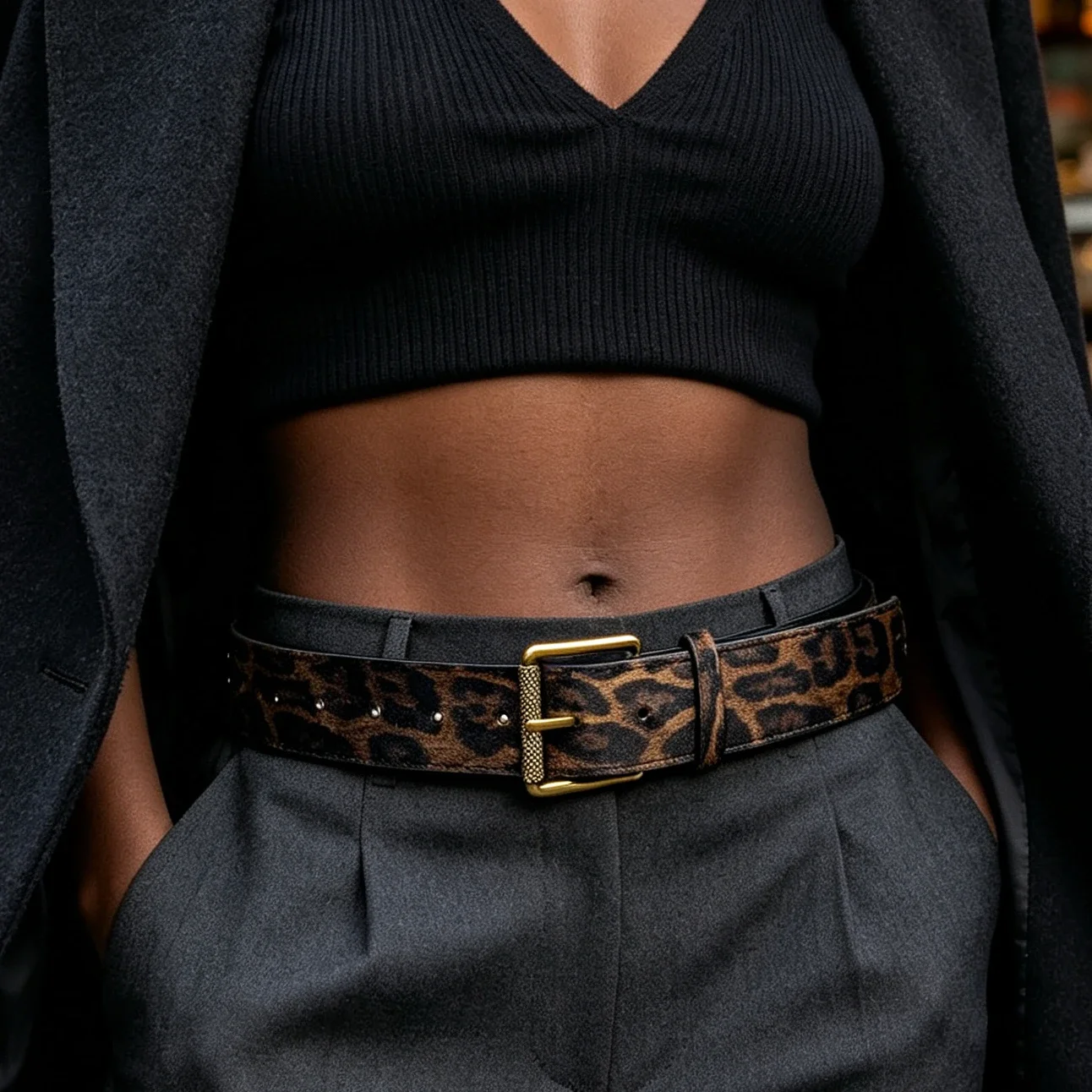 Autumn/Winter Suede Retro Leopard Print Belt for Women – Stylish and Versatile Waist Belt