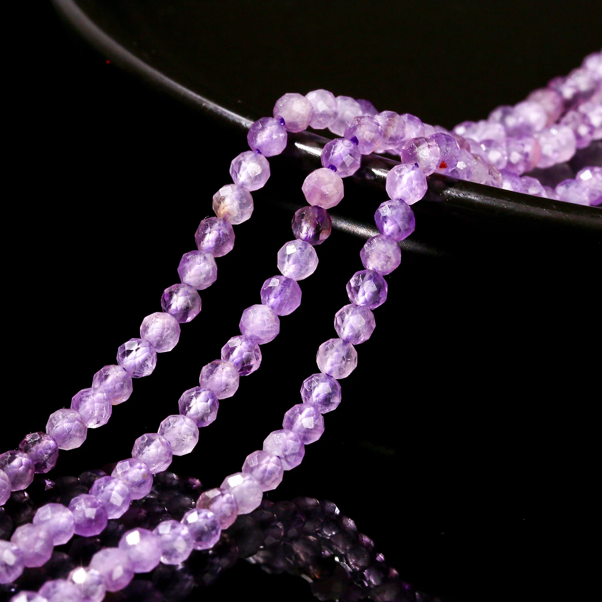 2 3 4 مللي متر الأوجه 3A الجمشت الطبيعي حبة صغيرة مستديرة فضفاض خرزة مباعدة لصنع المجوهرات عقد دي اي واي سوار الإكسسوار 15 " #5