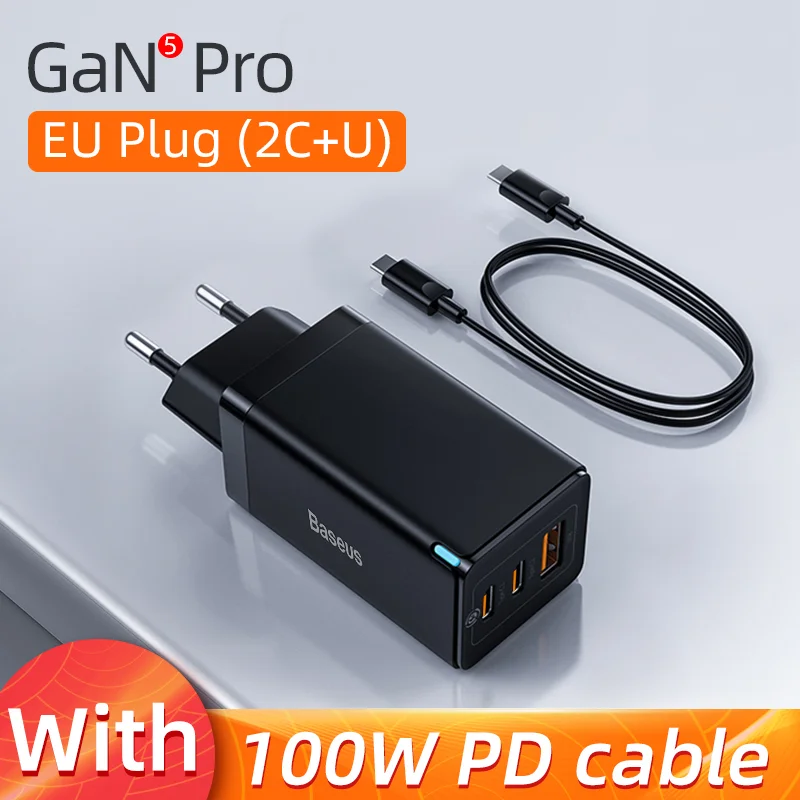 Baseus 65W USB-C зарядное устройство с поддержкой Quick Charge 4.0 и PD для iPhone и MacBook — фото товара