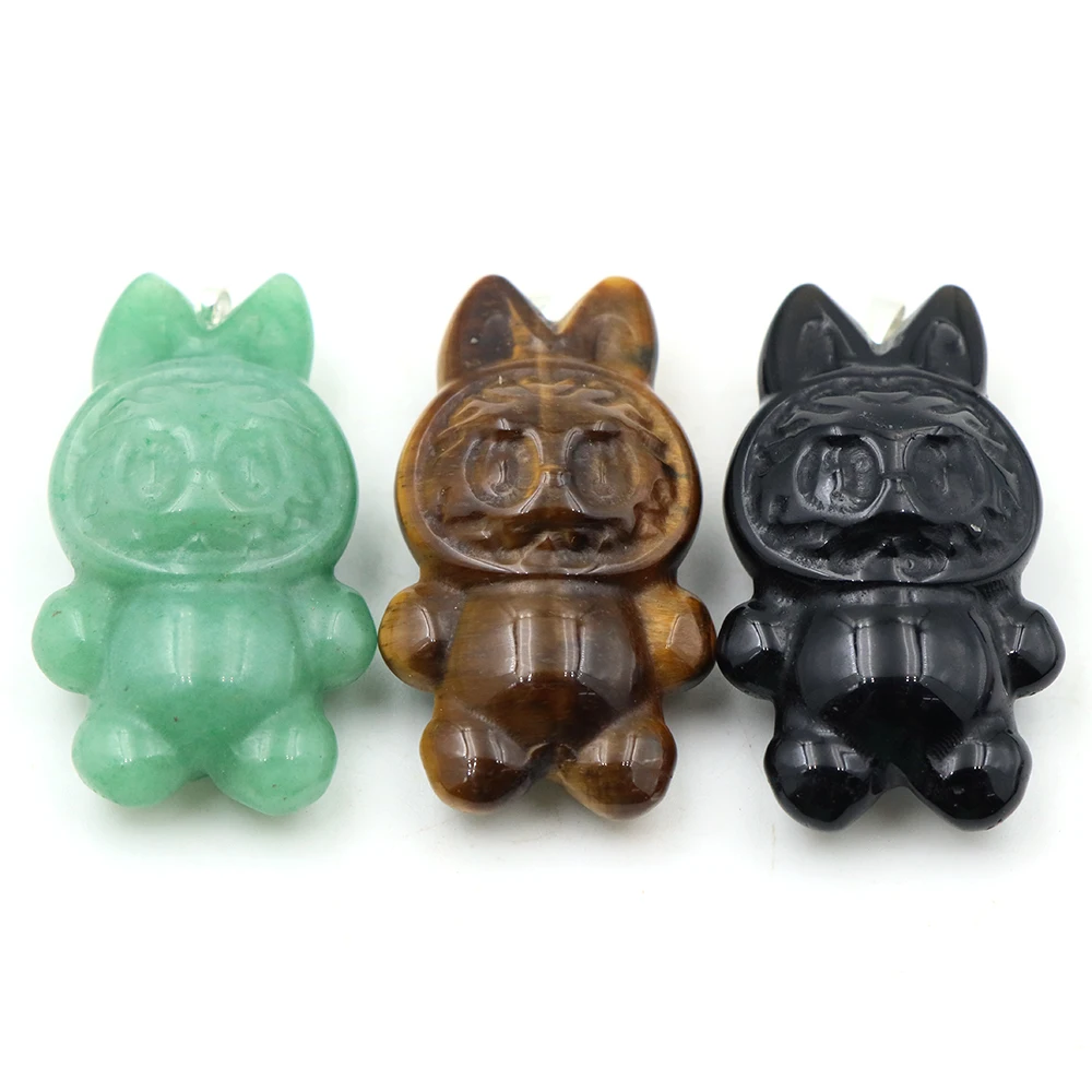 

Natural Stone Carving Cartoon Elf DIY Fashion Jewelry Accessories Healing Crystal Gemstone Animals Figurine Supplies Wholesale