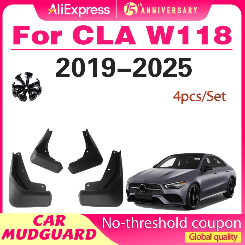 

2019-2025 FOR NWE Mercedes Benz CLA W118 C118 Mudflaps Fender Mud Flap Guards Splash Mudguard Car Accessories Front Rear 4pcs