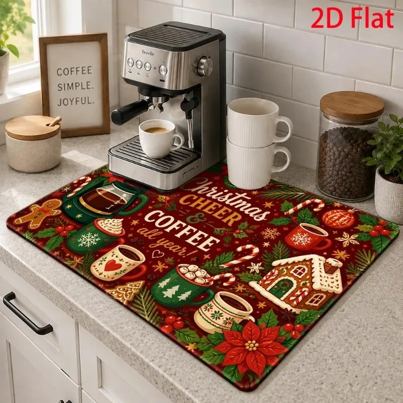 Countertop Protector Pad Moroccan Tile Pattern Dark Blue Marble Pine Needle Christmas Bauble Rug