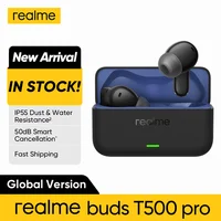 Versión Global realme buds T500 pro, Auriculares con Controlador de Bajos de 12.4mm, LHDC, Reducción de Ruido de 50dB, Bluetooth 6.1, IP55, Auriculares Inalámbricos TWS
