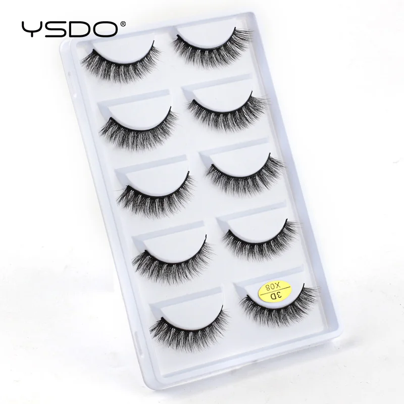 YSDO 5 Par Sztucznych Rzęs 3D Naturalnych, Rzęsy z Norek do Makijażu, Sztuczne Rzęsy, Ręcznie Robione Naturalne Sztuczne Rzęsy, Narzędzia do Makijażu i Urody