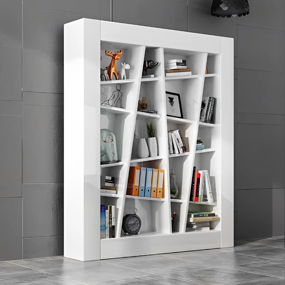 &Irregular File Cabinet Stylish White Lacquered Office Storage Cabinet  Minimalist Modern Bookshelf Creative File