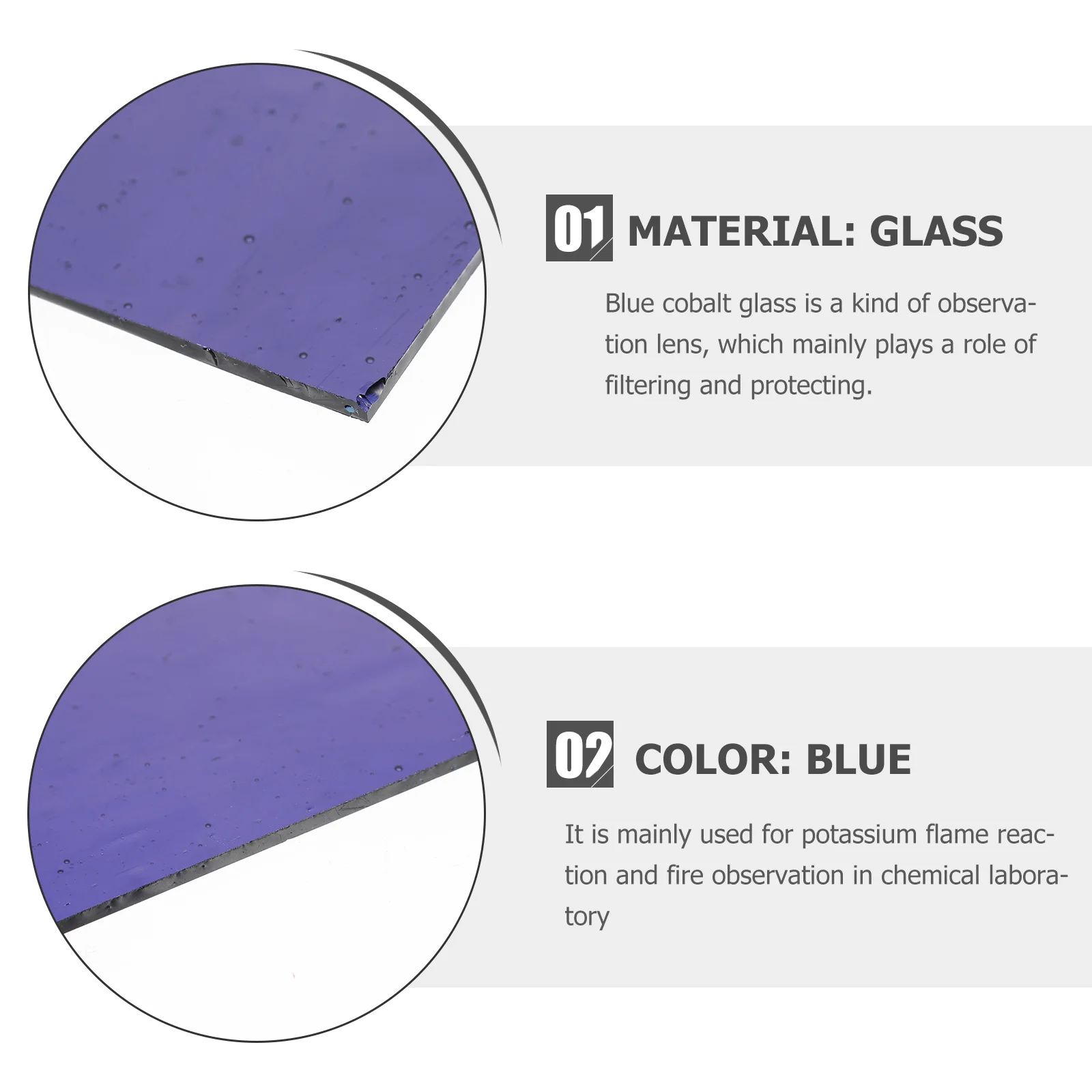 1Pcs Blue Cobalt Glass Sheet Chemistry Experiment Flame Observation Filter Glass Sheet Chemistry Tool