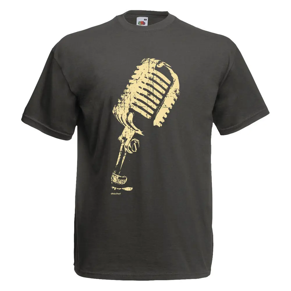 Vintage Microphone t-shirt Sound Recording Audio Device AUX Mic Voice Amplify  Tees Cotton Luxury brand vintage oversized