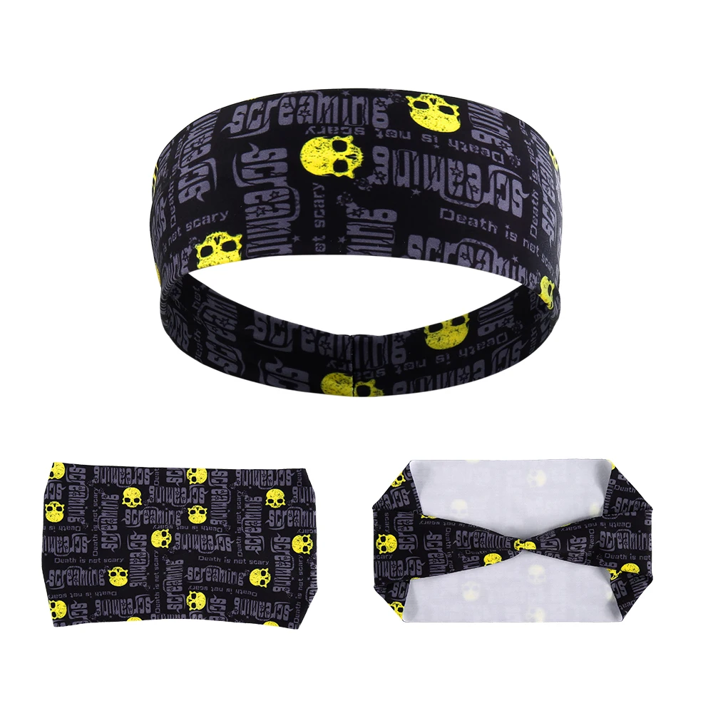 Gothic Skull Headband Sweat Bandage Sport Head Hair Band Workout Tennis Fitness Jog Basketball Running Scary Sweatband Women Men