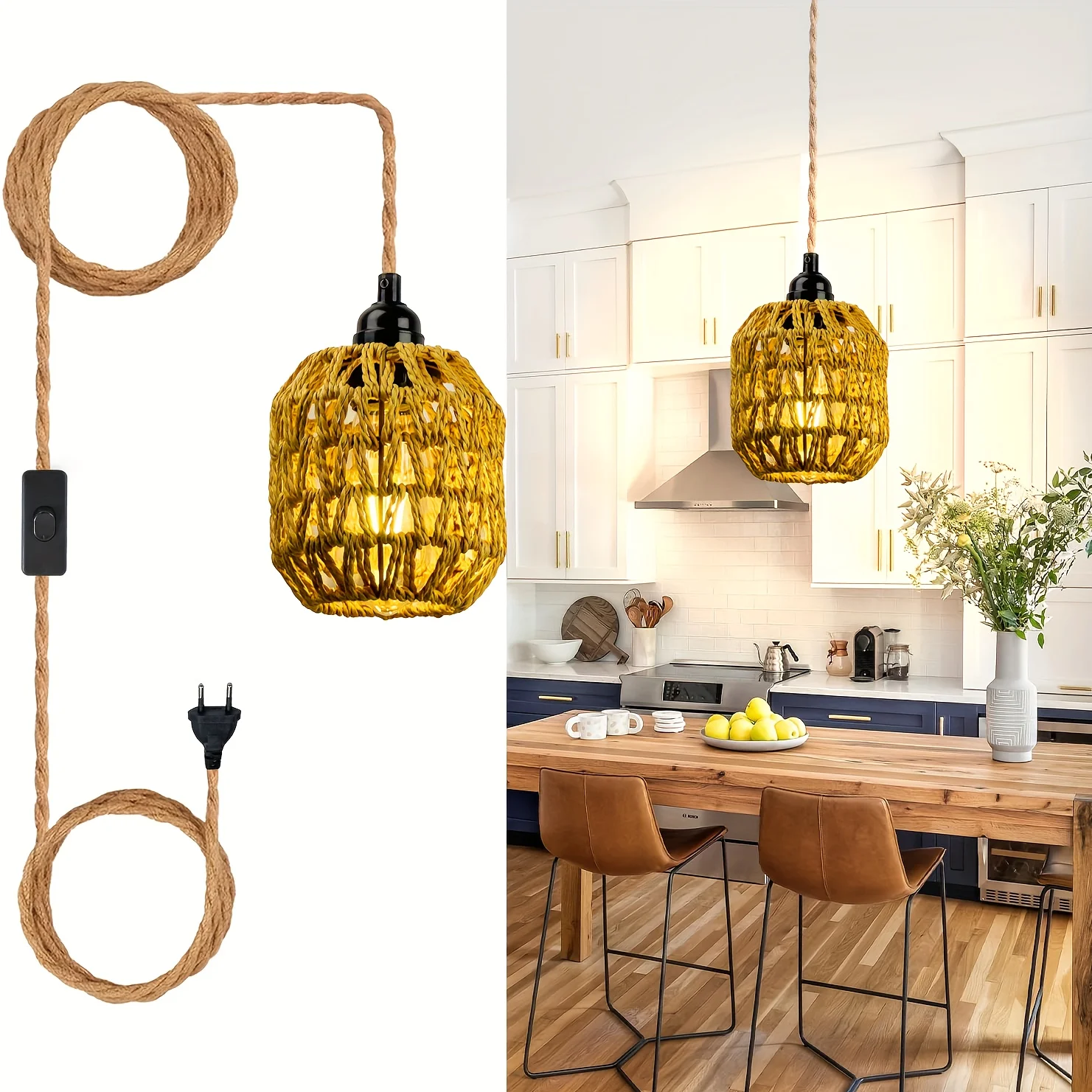 

Подвесная люстра с патроном и абажуром, без лампочки, в индустриальном стиле, с вилкой и выключателем на шнуре, винтажная, в стиле фермерского дома, 1 шт.