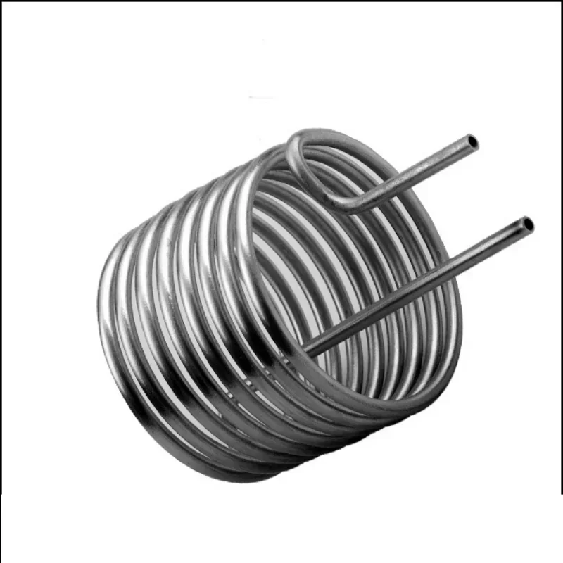 Double tube copper stainless steel titanium corrugated tube coaxial heat exchanger for heat pump heat transfer