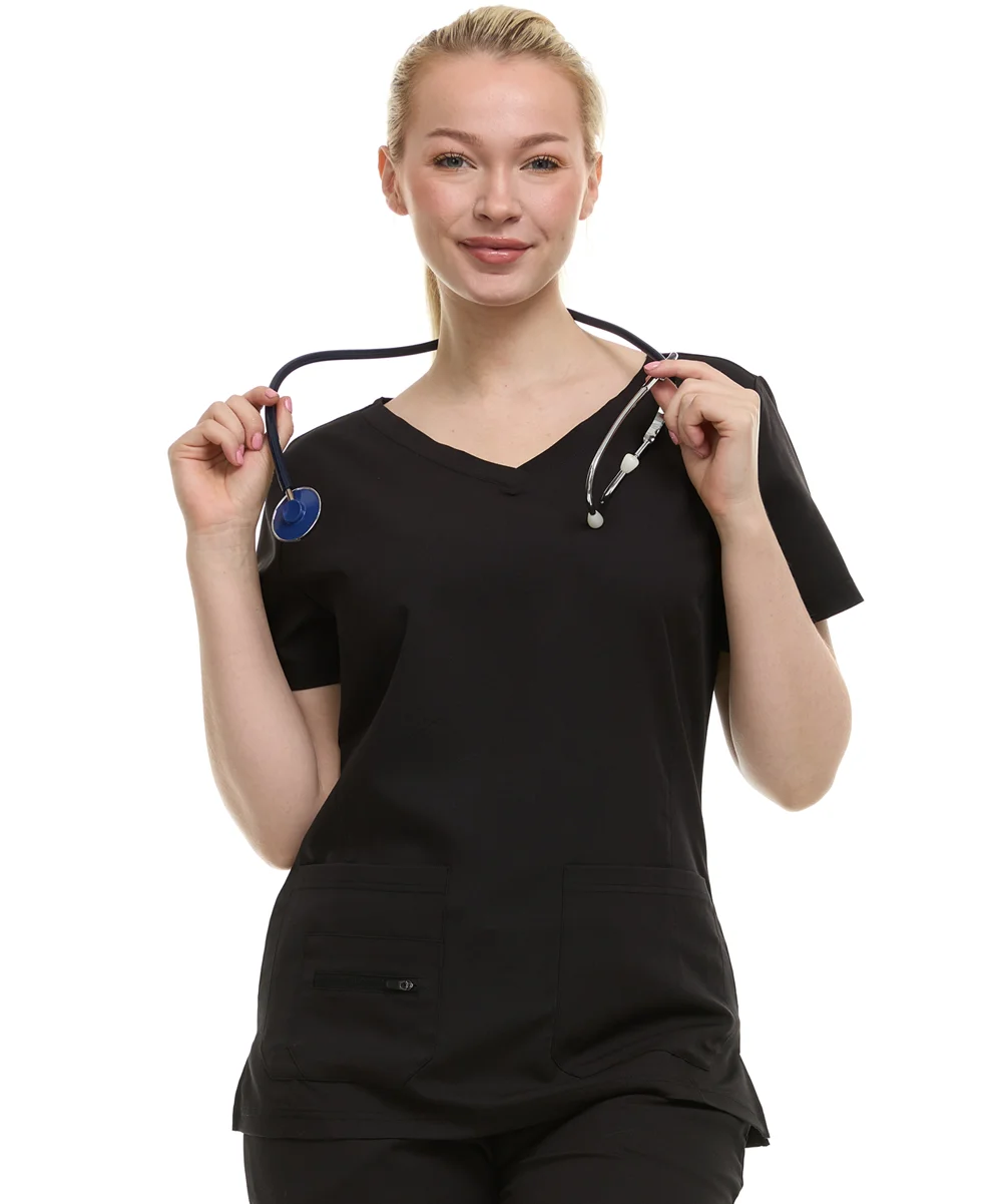 HEAL+WEAR Women Scrubs Top V-Neck Short Sleeve With Pockets