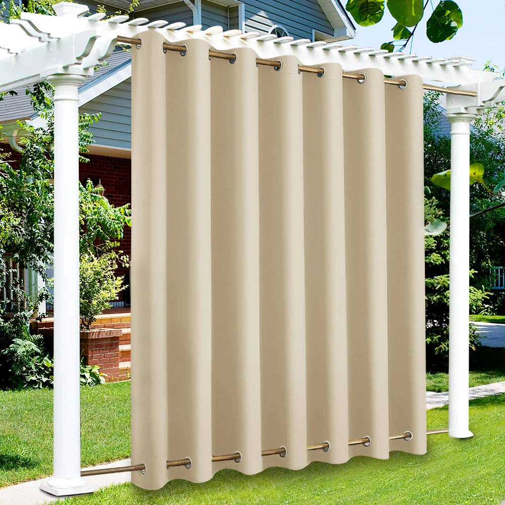 Patio Outdoor Curtain Waterproof Thermal Insulated Double Grommets Sun Block Windproof Window Curtains For Garden Drapes Porch
