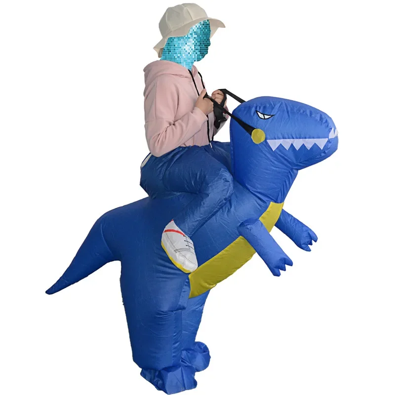 Opblaasbare Groene Dinosaurus Cosplay Kostuum Voor Volwassen Kinderen Jongens Meisjes Kindertuin Optreden Halloween Carnaval Grappige Outfits