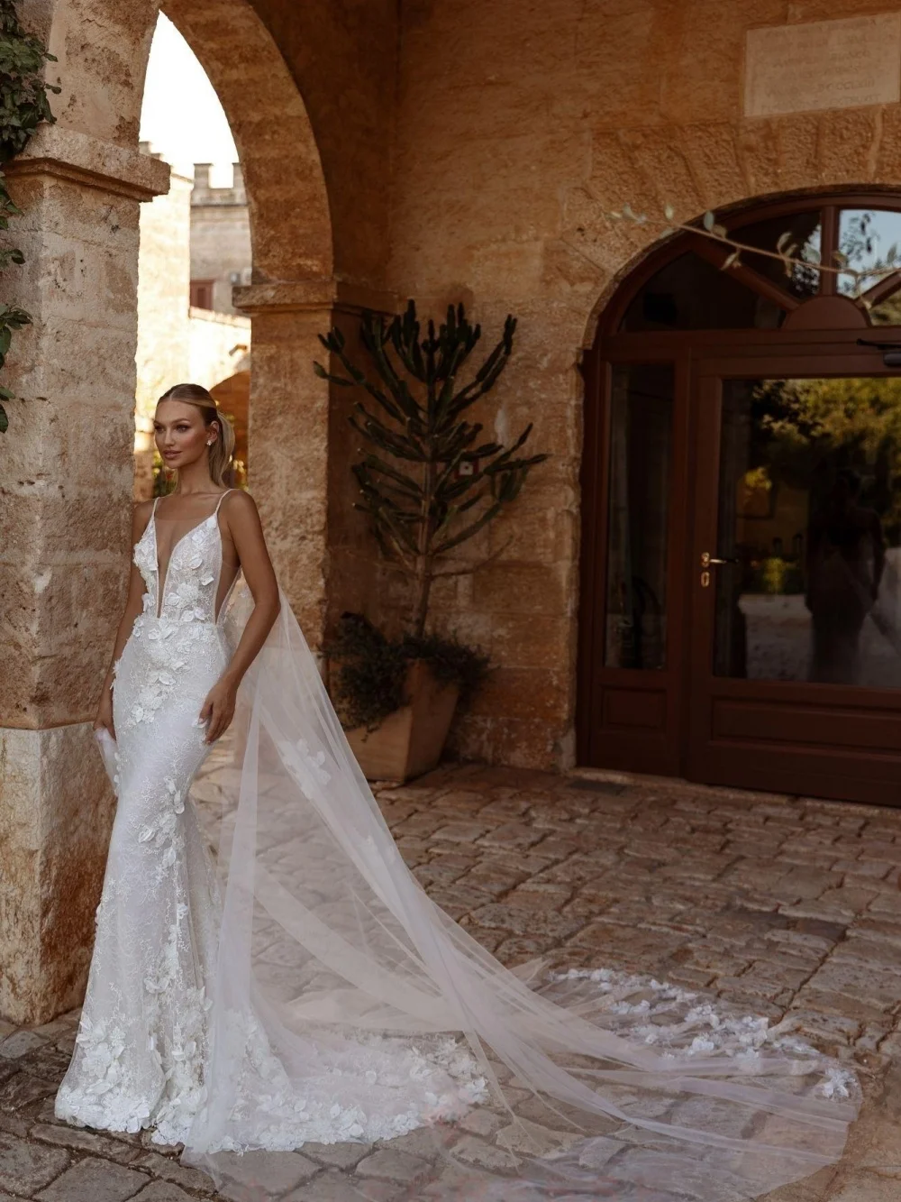 Romantische Meerjungfrau-Brautkleider, klassische applizierte Brautkleider, formelle, ärmellose, bodenlange Brautkleider, Vestidos de Novia