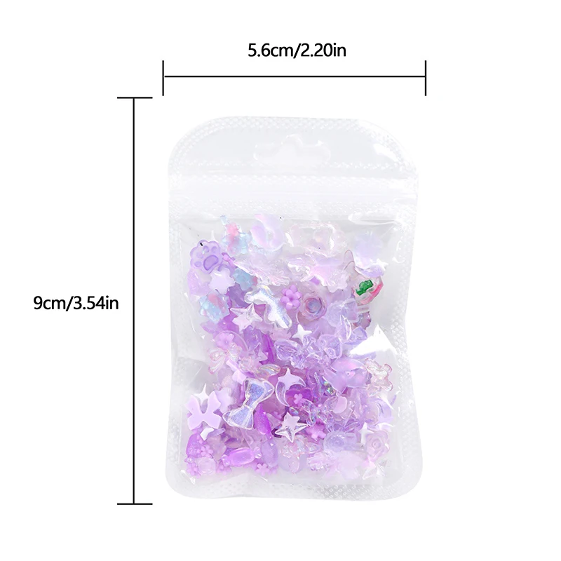 Mixed Nail Accessories Ice Transparent Fine Sparkling Flower Butterfly Aurora Matte Two Color Resin Versatile Nail Accessories