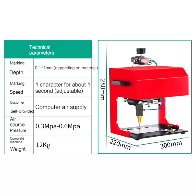 Metal Signage Nameplate Marking Machine Electric Pneumatic Lettering Machine Metal Parts Engraving Machine