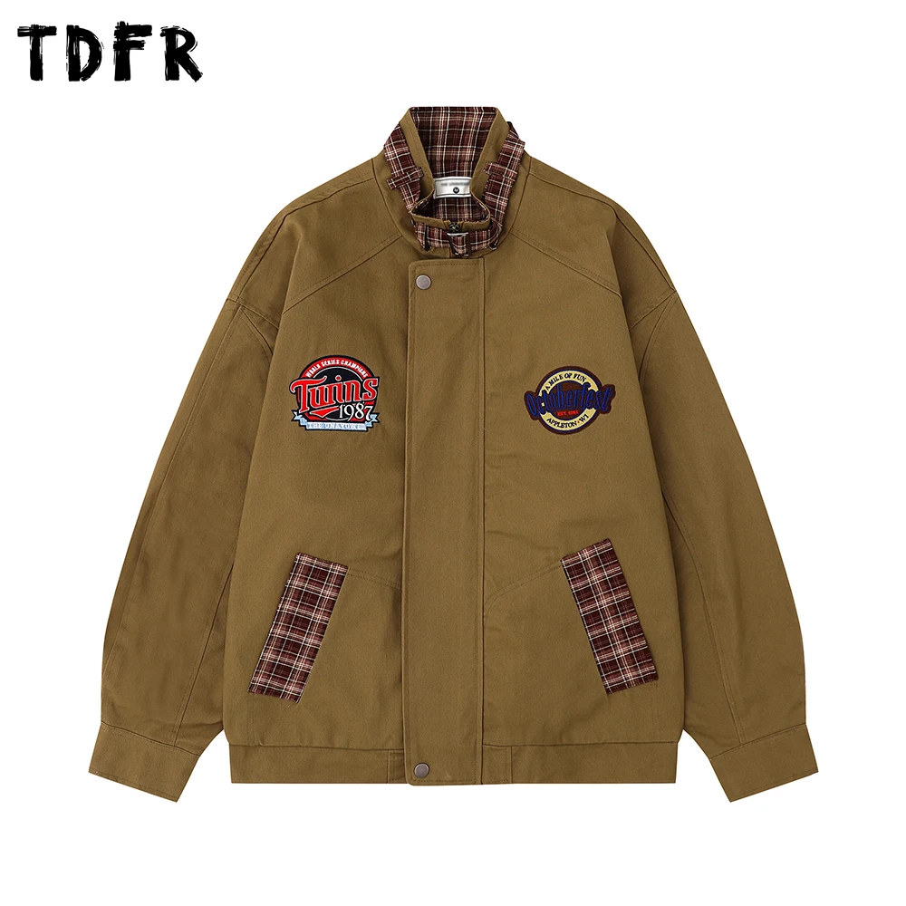 

Куртка-карго с вышивкой в стиле ретро, мужская куртка-карго с карманами в стиле пэчворк, осень-зима, повседневная верхняя одежда с лацканами и длинными рукавами, мужская