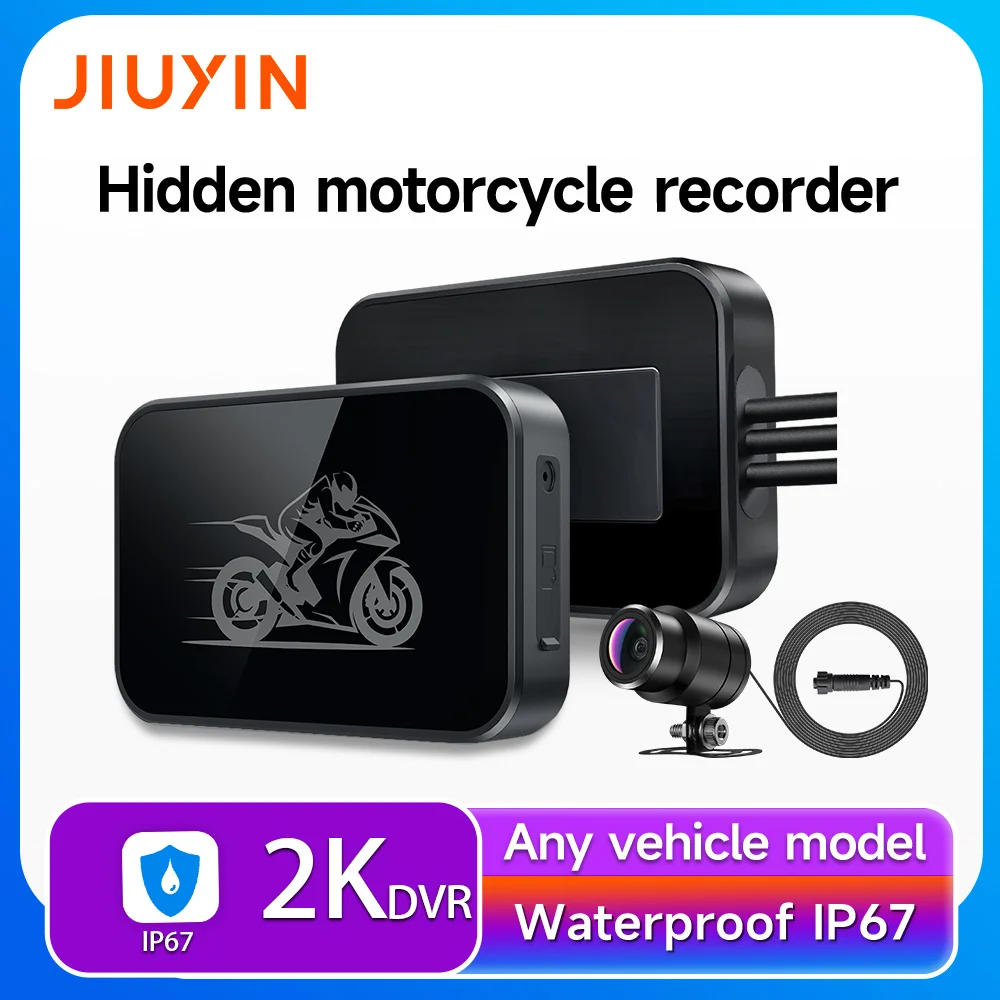 

JIUYIN Motorcycle 2K HD DVR WiFi Smart Connect Action Camera Recorder Front & Rearview Waterproof Motorcycle Dash Cam