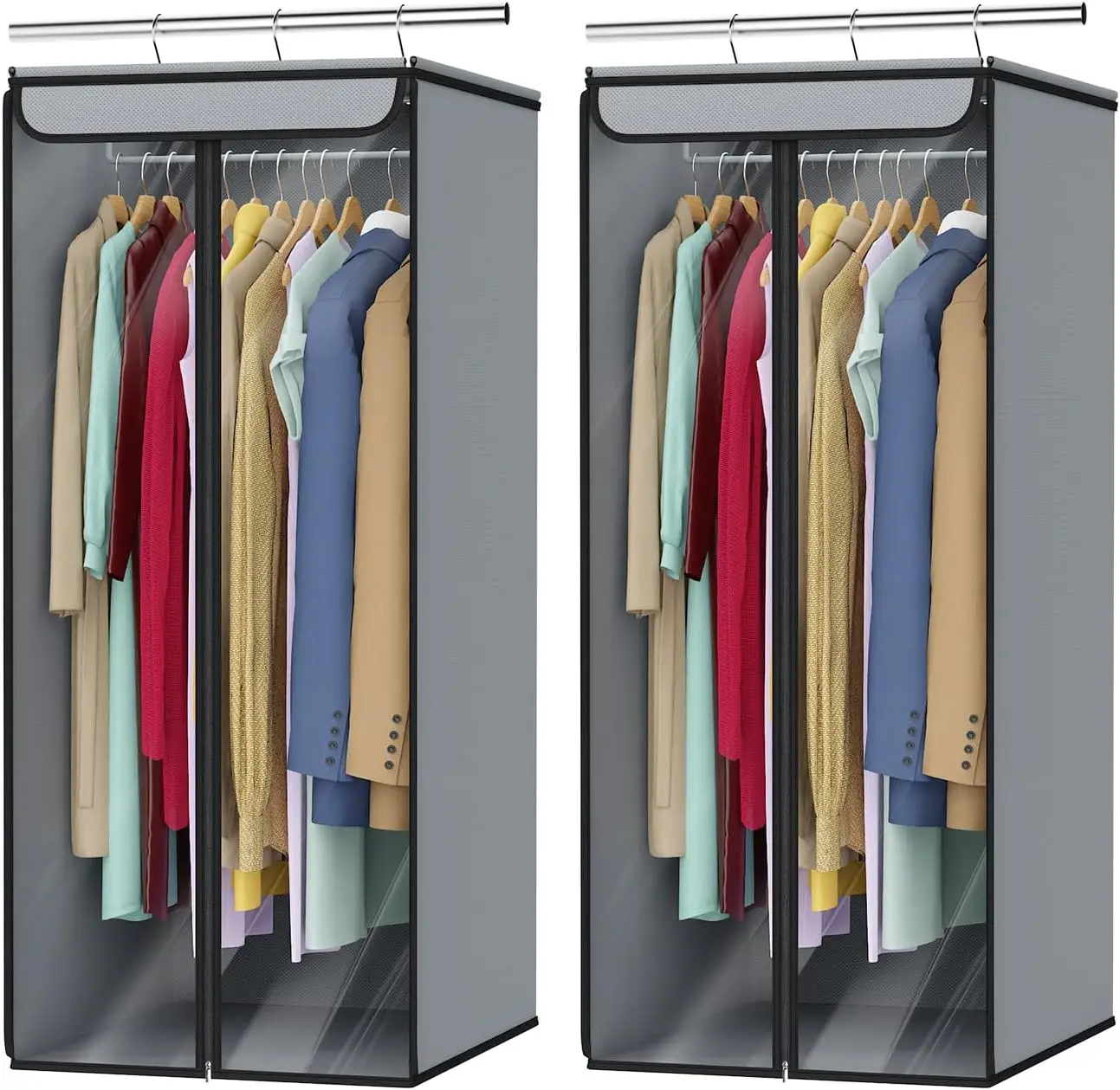 

Large Hanging Garment Bags with Clear Window, 40" Size, 2-Pack for Suits and Coats Storage