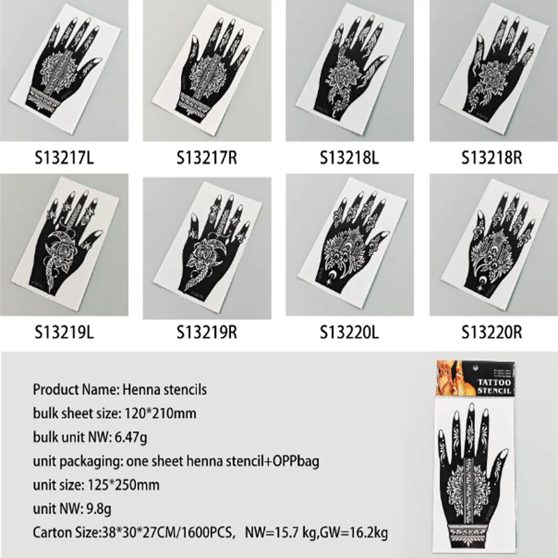 Tattoo Stencil Hand Art Hollow Pattern Template Personality Semi Permanent Painting Tattoo Mold Creative Tattoo Decorations