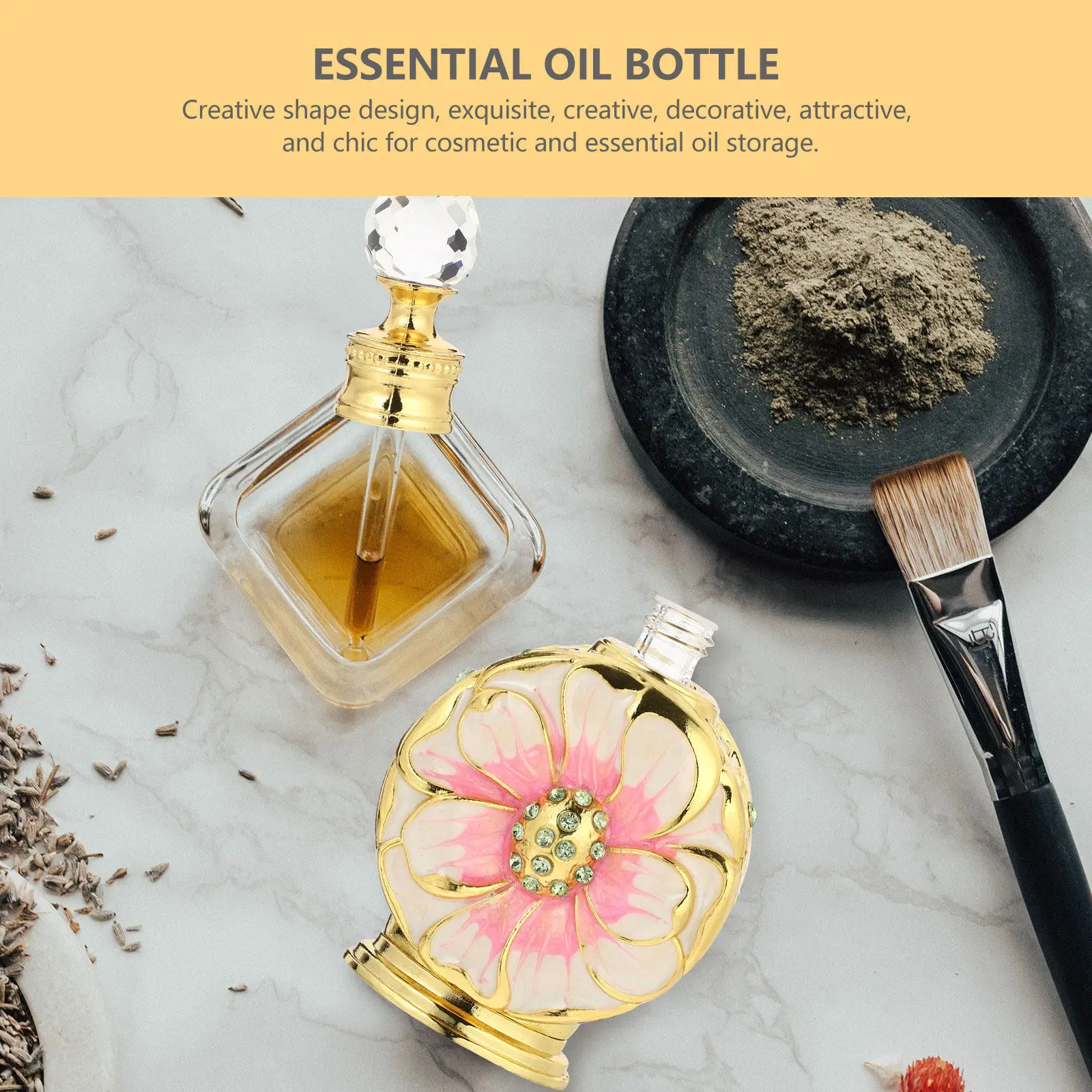 

12Ml Refillable Empty Rose Oil Bottle Creative Glass Travel Container For Essential Oil Storage Vials Dispenser