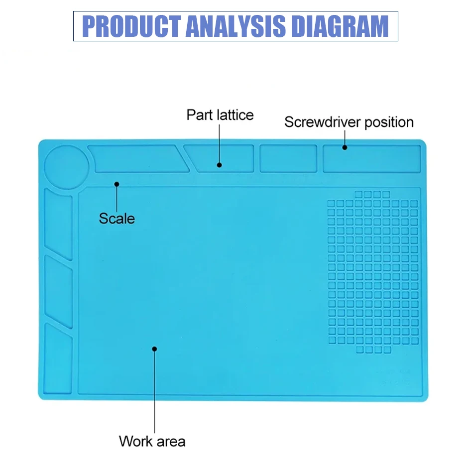 Imagem -03 - Esteira de Solda de Silicone Antiestática Resistente ao Calor Esd Esteira de Trabalho de Isolamento Kit de Estação de Solda Silicone Repair Pad Plataforma de Manutenção