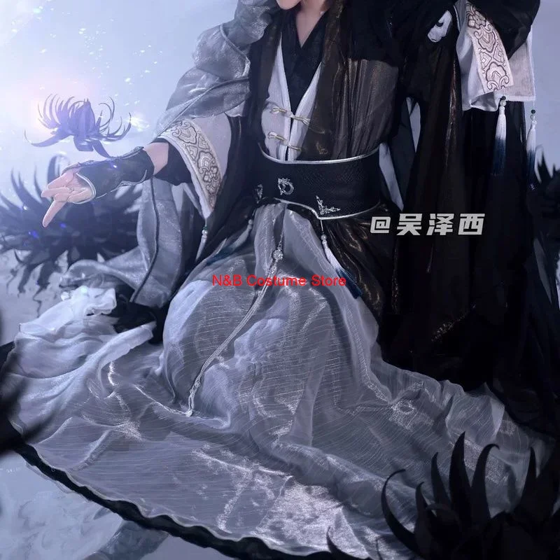 

Anime Er Ha Cosplay Costume Hua Bi Nan Master Mo Ran Shi Mei Ancient Clothes Hanfu Halloween Party Black Suits