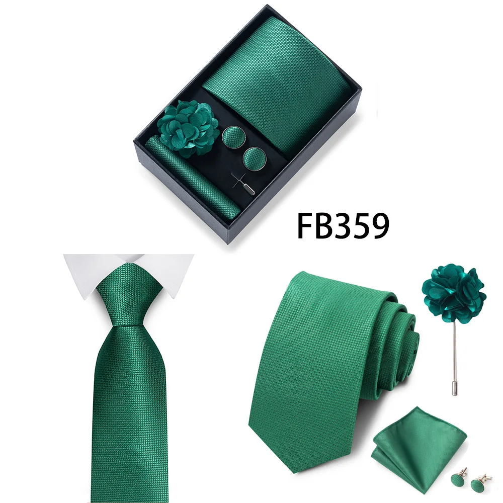 Erstklassige Weihnachtsgeschenkbox mit grauem Aufdruck, Krawatten, Einstecktuch, Manschettenknöpfe, Brosche, Set für Herren, Anzug, Accessoires, passend für die Gruppe – Detail 5