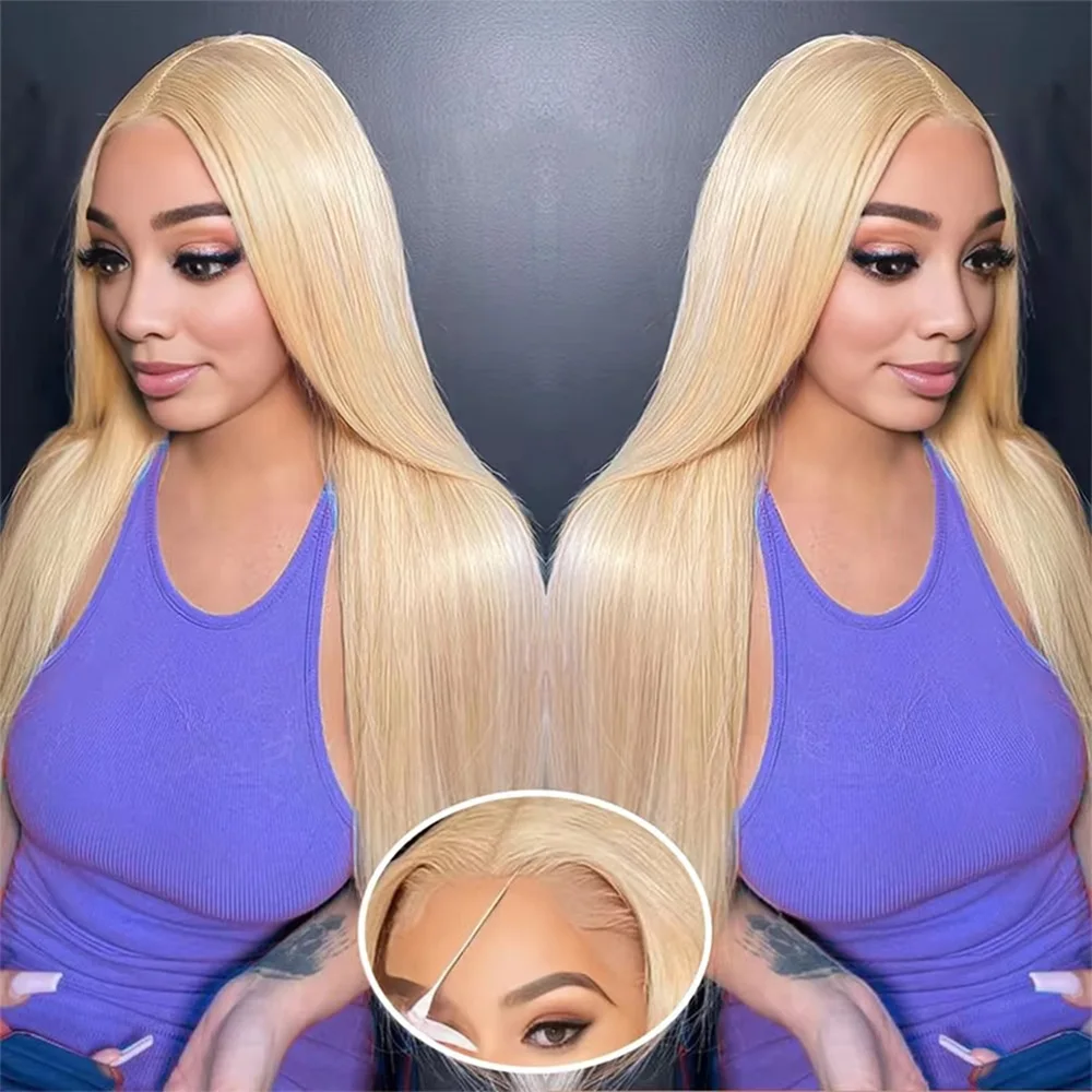 

13x4 and 13x6 HD Transparent Lace Frontal Wigs 613 Blonde Colored Straight Human Hair Wig Lace Front Wigs For Women 18-40 Inches