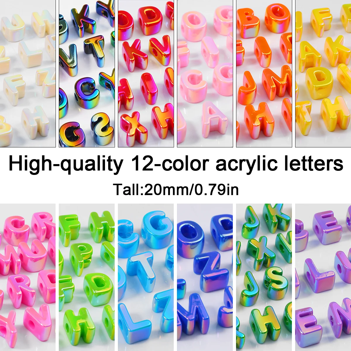 20mm rojo naranja blanco Navidad UV letras mezcladas espaciador cuentas sueltas para hacer joyería collar rebordear DIY pulseras Accesorios