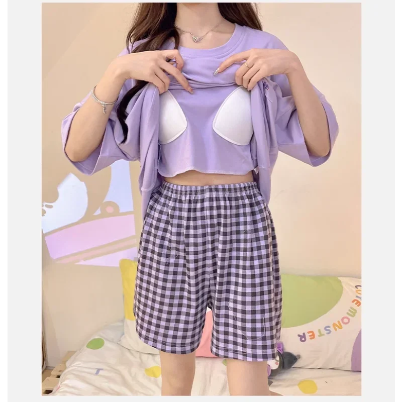 Sanrio New Clow M Women's Pajamas with Chest Pad Casual Cute Breathable Comfortable Refreshing Homewear Suits Pajamas