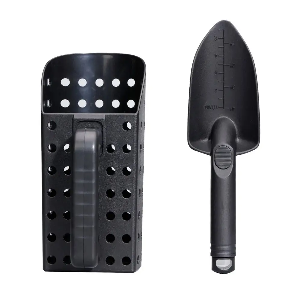 2Pcs Plastic Sand Scoop Shovel Set Black Digging Tool Beach Shovel Sand Sifter High Efficient with Handle Beach Finds Scoop