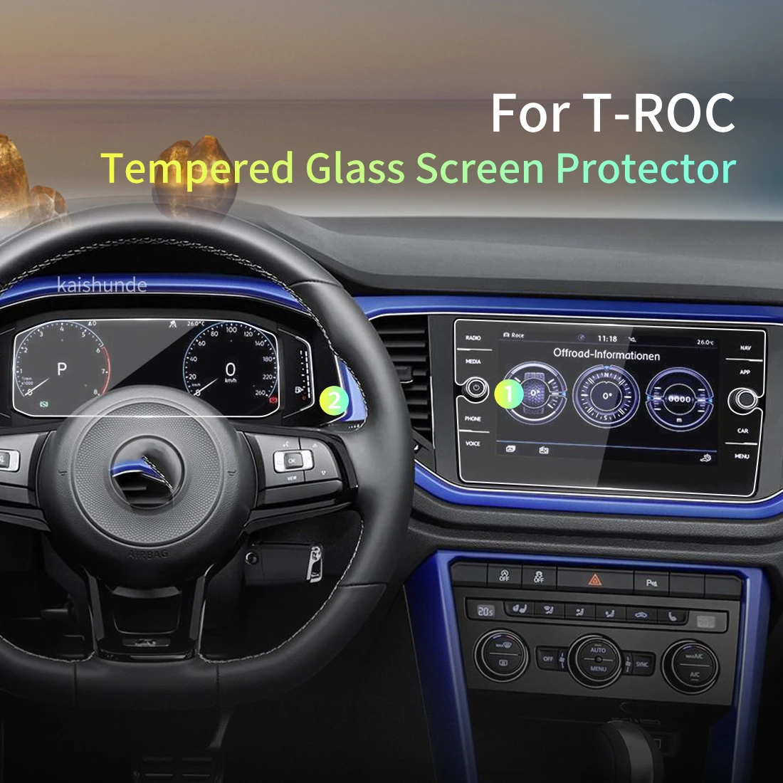 

Car Stickers Screen Protector Carplay For VW T-ROC 2022 TROC Tempered Glass Protective Film Dispaly Navigation Auto Accessory