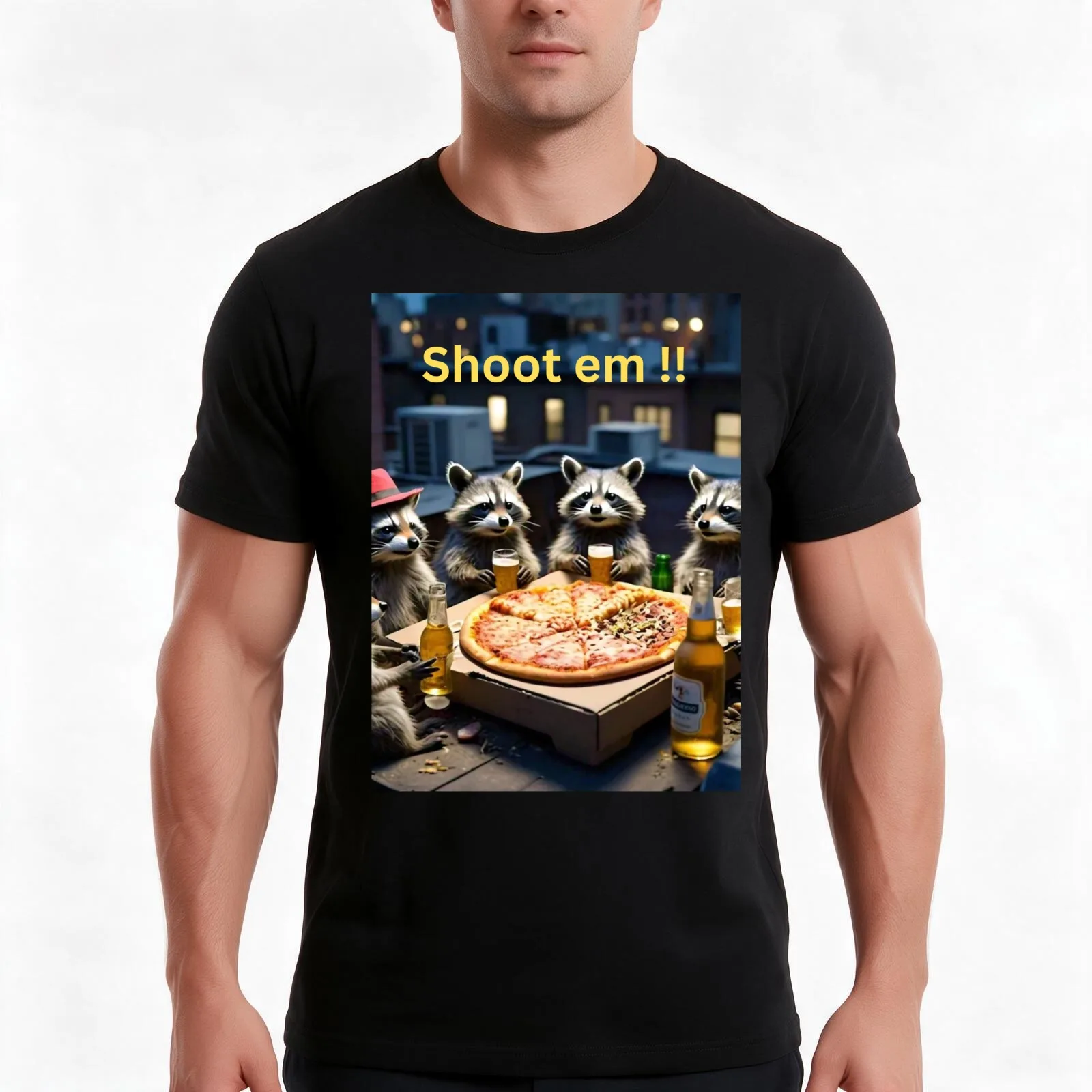 Shoot em! T-Shirt Summer Casual Cotton Tee Oversized Streetwear Tops Vintage Graphic Print Loose Fit Short Sleeve