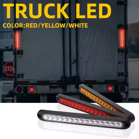 1Pcs Truck Side Marker Light Bar Front Rear Clearance Indicator 15LED Warning Brake Lamp Van Caravan Off-road Signal Lights Red