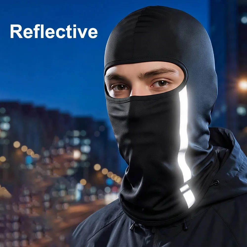 Fashion Reflective Balaclava Face Mask Breathable Quick Dry Motorcycle Mask Sun Protection Ice Silk Neck Cover Riding Cycling