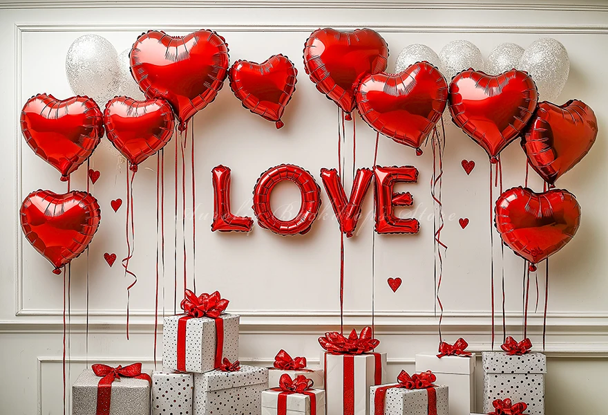 Red Heart-Shaped Arch Stands On The Floor Photo Backdrop Valentines Day Baby Kids Portrait Family Party Backgrounds