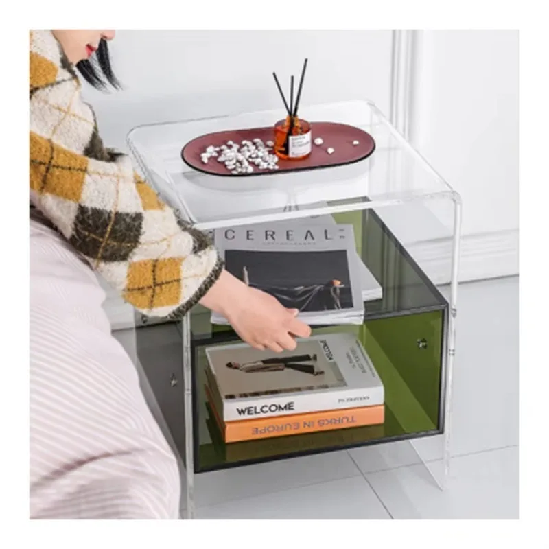 High Quality Modern Acrylic Magazine Rack & Desk with Water Resistant Surface Customizable Color Transparent Computer Table