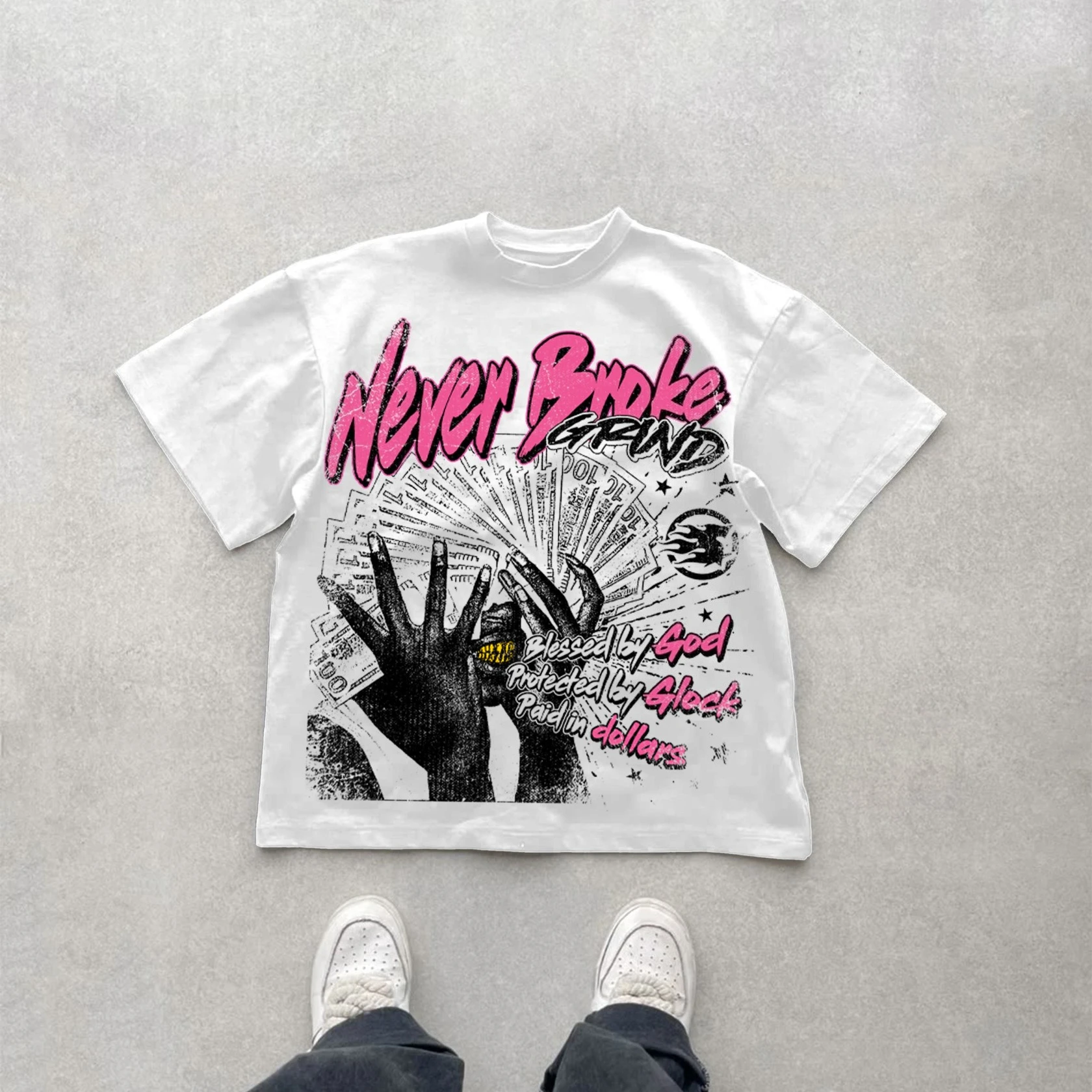 احصل على ريتش بوي جرافيتي جرافيك القطن تي شيرت مطبوع الرجال الصيف قصيرة الأكمام المعتاد تي شيرت المرأة عادية الشارع الشهير المحملة القمم