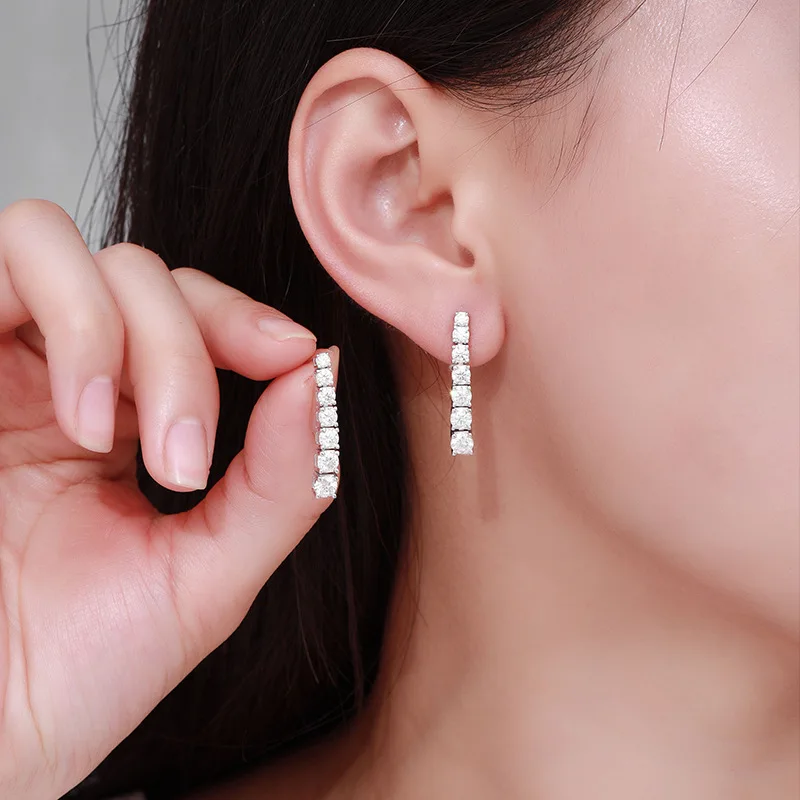 Smyoue D Color Full Moissnaite Drop Earrings for Women Pass Diamond Test 100% 925 Sterling Silver Long Tassel Earrings Wholesale view 5