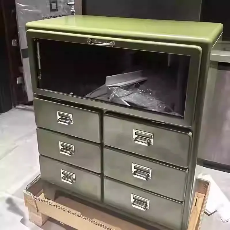 

Vintage tin cabinet metal chest of drawers eco-friendly sideboard storage cabinet