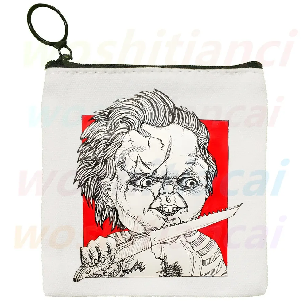 Sposa di Chucky Spaventoso Horror Chucky Portamonete in tela Logo personalizzato Custodia in tela Nuovo portamonete Portamonete chiave