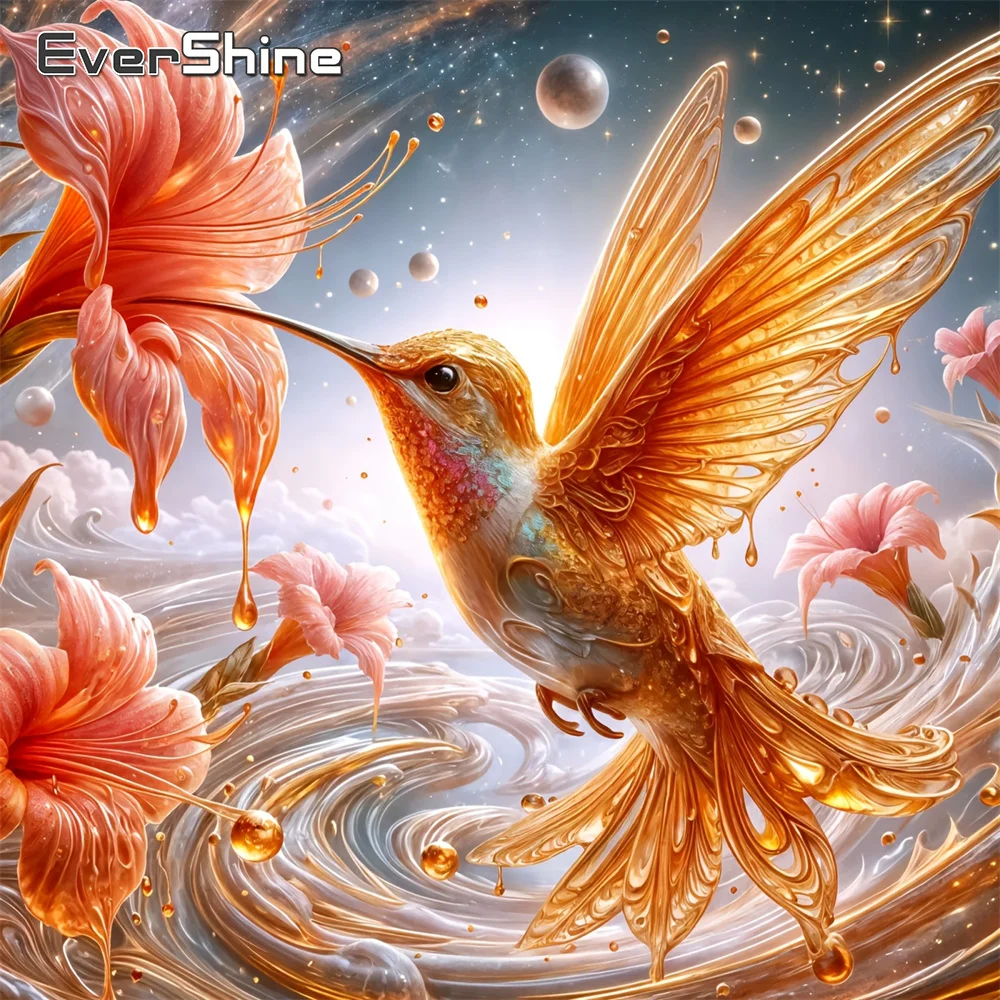 Evershine Neuankömmling Diamant Stickerei Vogel Tier DIY Mosaik Lilie Blume Geeignet für Anfänger Malerei Kolibri Wandkunst
