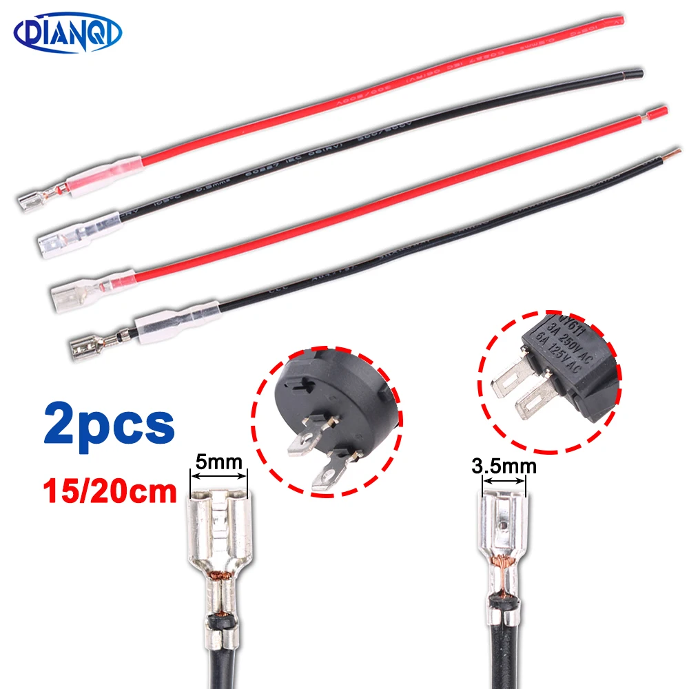 2pcs Wires for Push Button Switches Suit for 3.4mm 4.7mm Pins Red Black 15cm 20cm length Electric Wire Connector Accessories