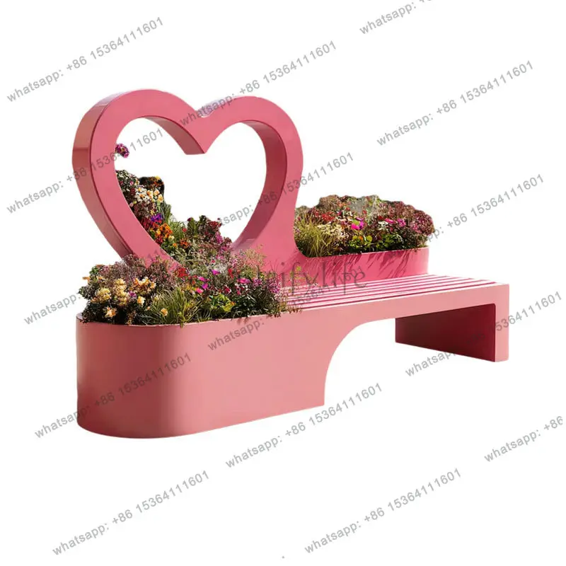Outdoor flower box seat combination park commercial street square aluminum flower box seat