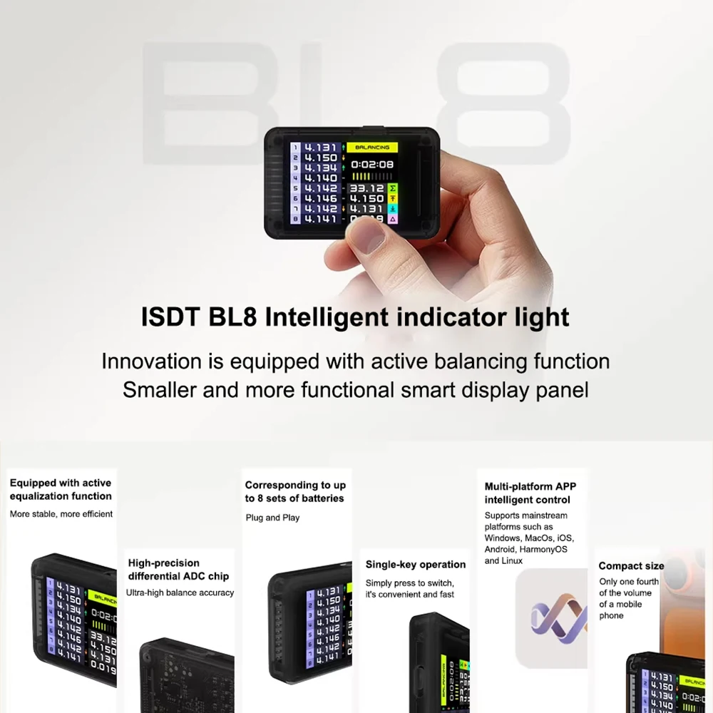 

ISDT BL8 2S-8S Smart Digital Display Support Multi-platform APP intelligent control Active Balance