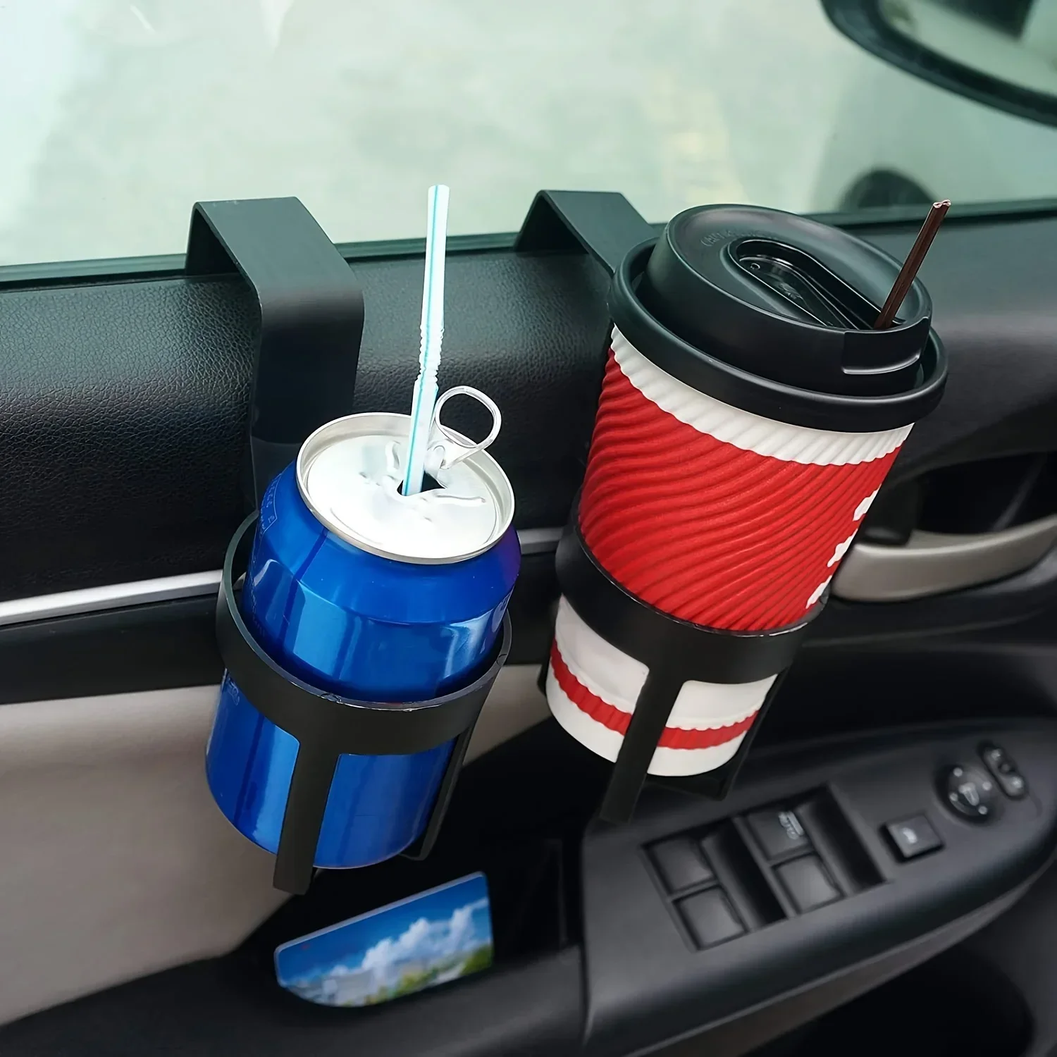 

Double Deluxe Drinks Mug Car Holder Set - Perfect Cup Holders for Your Vehicle; 2pcs Drinks Mug Car Holder